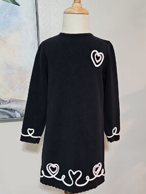 🖤 Maggie & Zoe Black Heart Sweater Dress 4T Toddler Cotton